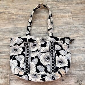 Vera Bradley Camellia Tote Bag Black White Floral Quilted Y2K Shoulder Purse